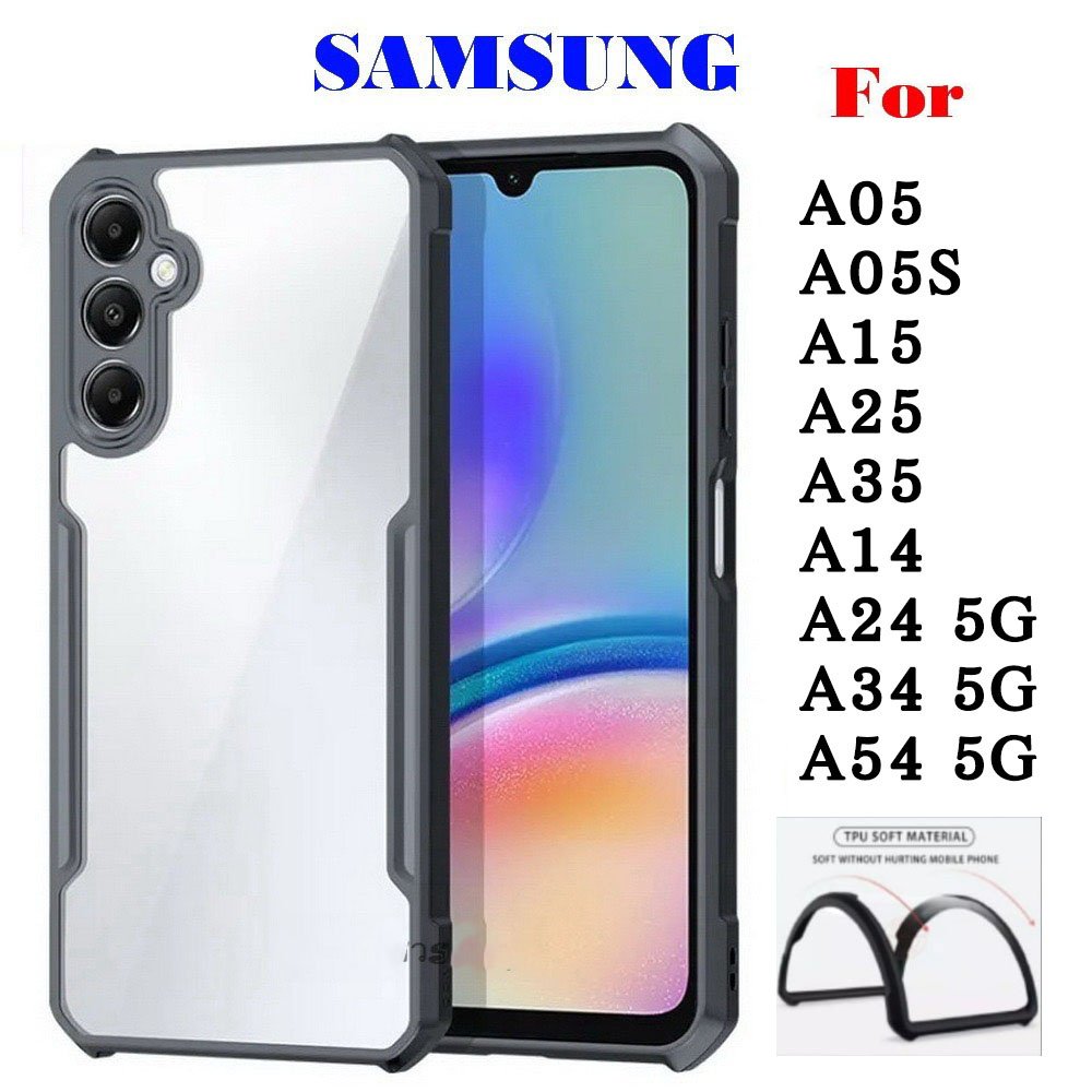 109. ตรงรุ่น เคสหลังใส ขอบสี Samsung A35 A25 A15 A14 A24 A34 A54 5G A04S A13 เคสใสกันกระแทก ใช้สำหรับ ซัมซุง A05S A05