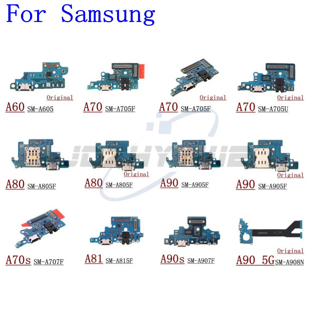 แท้ บอร์ดเชื่อมต่อพอร์ตชาร์จ USB สายเคเบิลอ่อน สําหรับ Samsung Galaxy A60 A70 A705 A80 A805 A81 A90 A90s A908 5G