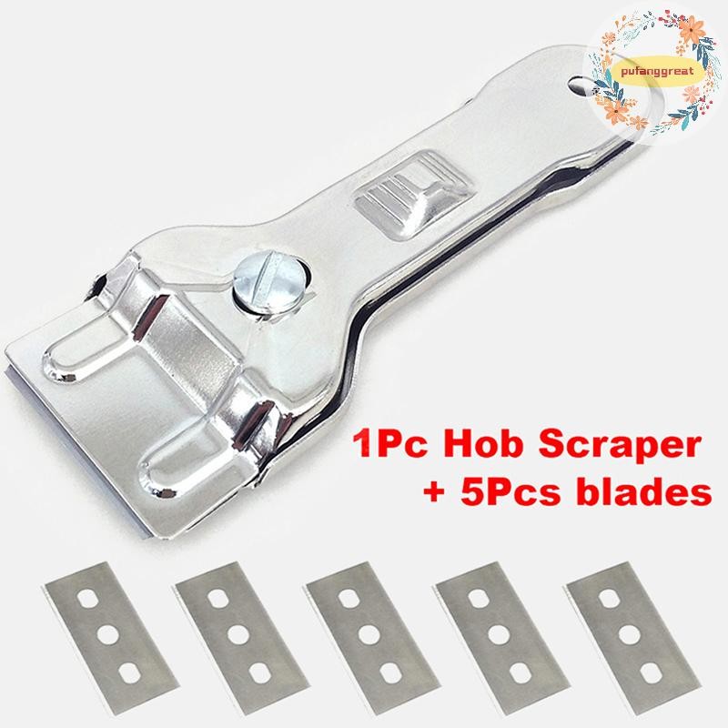Pufanggreat Hob Scraper Cleaner Remover แก้วเซรามิค 5 ชิ้นใบมีดทําความสะอาดเตาอบหม้อหุงข้าว TH