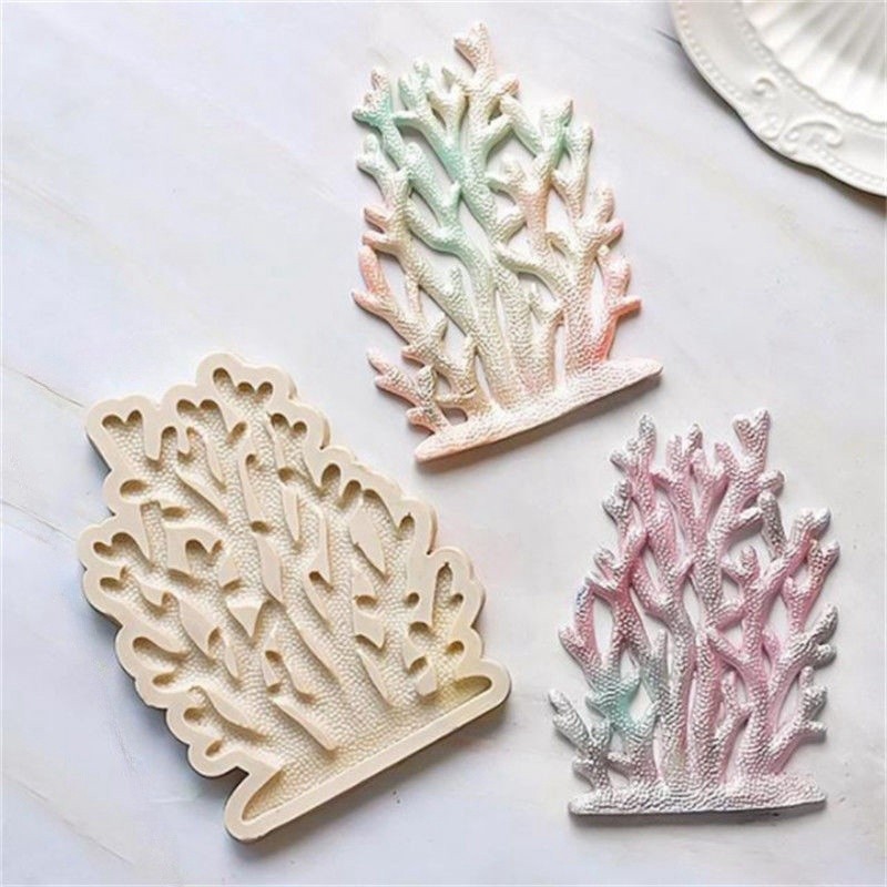 การ์ตูน Ocean Fondant เค้กซิลิโคนแม่พิมพ์ Coral Seaweed Candy ช็อกโกแลต Mould