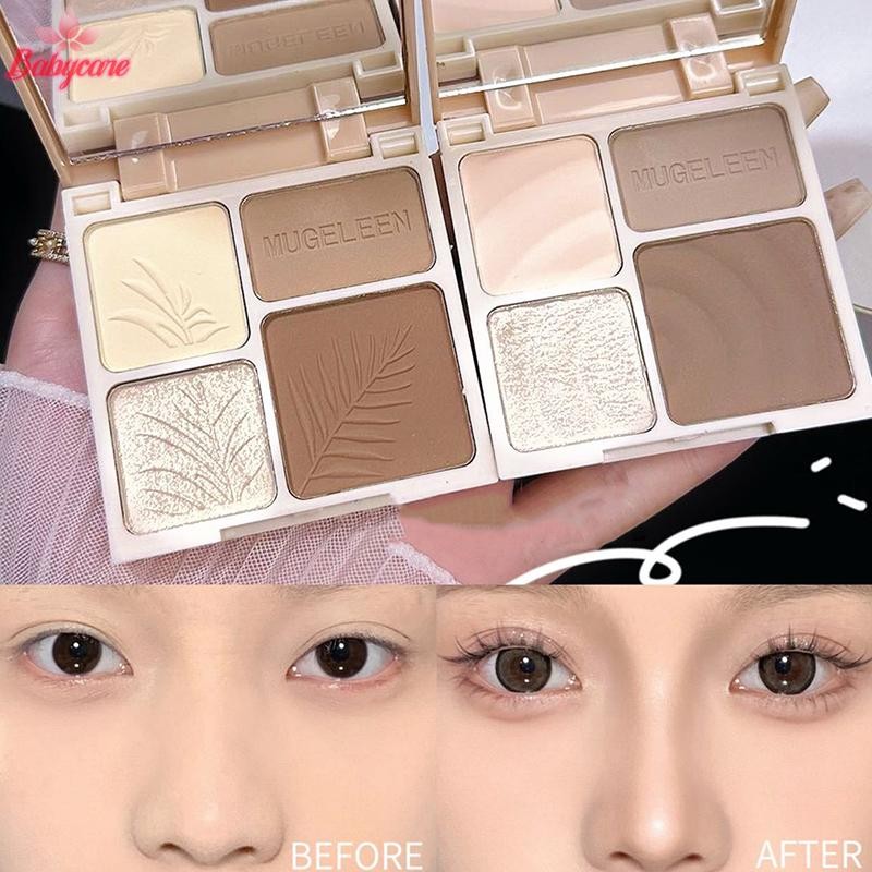 Byce> Four Color Highlights Palette Face Matte Shadow Lasting Glow Brighten Contour Shimmer Powder 3D จมูกเครื่องสําอางใหม่