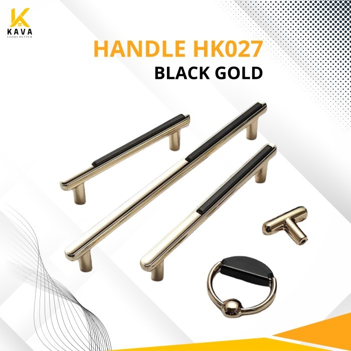 Hitam Kava มือดึงสีดําทอง Handle ตู้ Pentone Handle สีดําทองเงาลิ้นชัก Pull-HK027-Black Gold