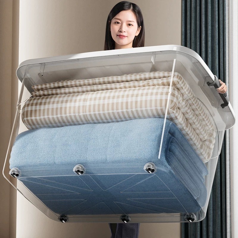 JUYBOS กล่องเก็บของ 36L/65L/170L/240L/320L/410L กล่องอเนกประสงค์ ฝาสไลด์ แบบพลิกได้