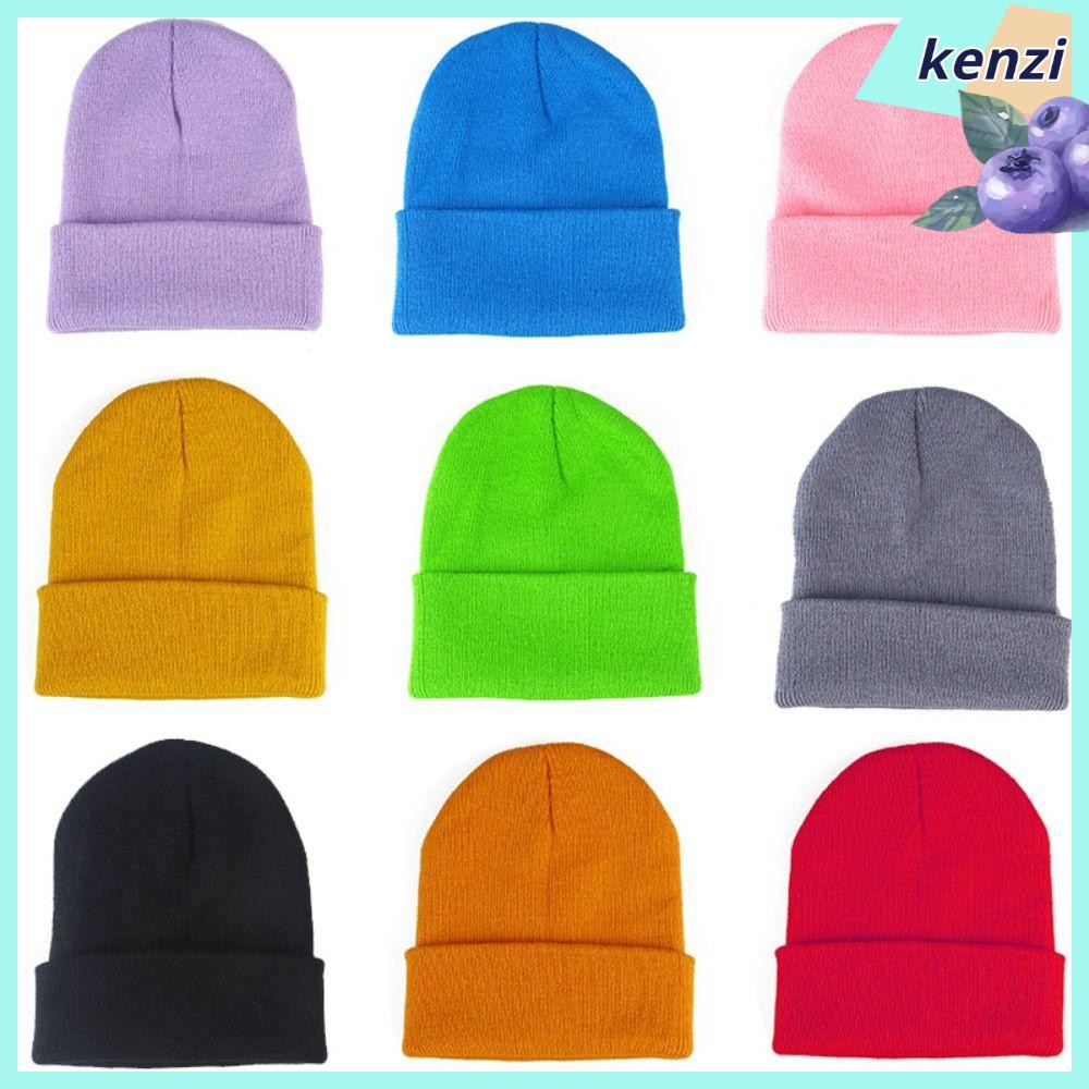 Kenzi หมวกฤดูหนาว, Keep Warm Solid หมวกบีนนี่น่ารัก, แฟชั่นหนากลางแจ้งป้องกันหูหมวกถักสําหรับผู้ชายผู้หญิง