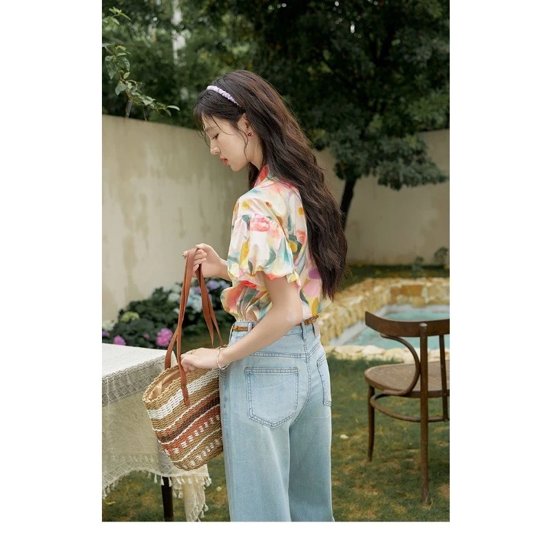 เสื้อครอปแขนตุ๊กตาลายดอกไม้ แฟชั่นผู้หญิง thumbnail 5