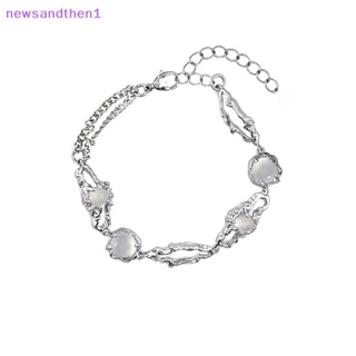 Newsandthen1 Kiss เครื่องประดับ สร้อยข้อมือไทเทเนียม จี้พู่ หินมูนสโตน ของขวัญ สไตล์เกาหลี สําหรับผู้หญิง Y2K INS