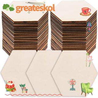 Greateskol แผ่นไม้ธรรมชาติ 9*8*0.3 ซม. ทนทาน สําหรับตกแต่งผนังบ้าน DIY 50 ชิ้น