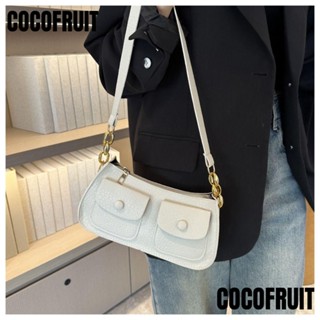 Cocofruit กระเป๋าสะพายไหล่ กระเป๋าถือ หนัง PU ขนาดเล็ก จุของได้เยอะ สีพื้น สําหรับเด็กผู้หญิง Y2k