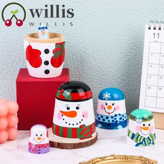 Willis ตุ๊กตาไม้รัสเซีย ทหารวอลนัท ตุ๊กตารัสเซีย Matryoshka Matryoshka Snowman สําหรับเด็กผู้ชาย 5 ชิ้น ต่อชุด