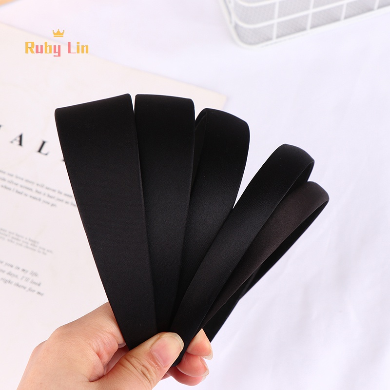 Ruby Lin มินิมอล ที่คาดผมสีดํา สีพื้น กันลื่น ที่คาดผม สําหรับเด็กผู้หญิง DIY ที่คาดผม เครื่องประดับผม ดี