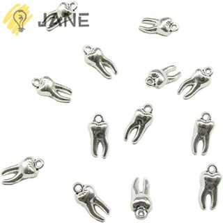 Jane จี้อัลลอย รูปฟัน ขนาด 7*15 มม. สีเงิน สําหรับทํางานฝีมือ DIY 30 ชิ้น