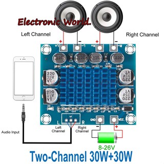 บอร์ดขยายเสียงสเตอริโอดิจิทัล TPA3110 XH-A232 30W+30W 2.0 ช่องสัญญาณ DC 8-26V 3A