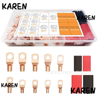 Karen หางปลาทองแดง AWG2 4 6 8 10 12 10 ขนาด 200 ชิ้น พร้อมท่อหดความร้อน 100 ชิ้น