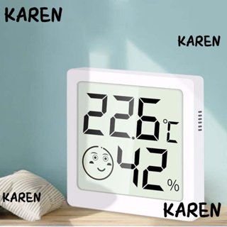 Karen เครื่องวัดอุณหภูมิความชื้นดิจิทัล หน้าจอ LCD ความแม่นยําสูง ขนาดเล็ก สําหรับใช้ในบ้าน