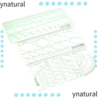 Ynatural ไม้บรรทัดพลาสติก ทรงเรขาคณิต อเนกประสงค์ สีเขียว สําหรับวาดภาพดิจิตอล 3 ชิ้น