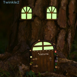 Twinkle โคมไฟเรซิ่น รูปประตูหน้าต่าง เอลฟ์ แนวตลก เรืองแสง สําหรับตกแต่งสวน