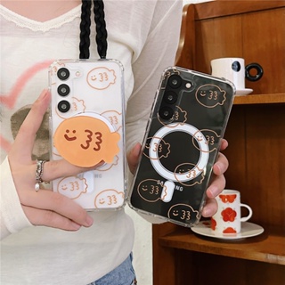 เคสโทรศัพท์มือถือ PC แข็ง กันกระแทก พร้อมแม่เหล็ก สําหรับ Samsung S23 Ultra S22+ S22 Ultra