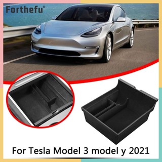 ★ Forthefu ★  กล่องเก็บของที่เท้าแขนคอนโซล สําหรับรถยนต์ Model 3 Y 2021