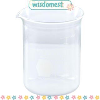 WISDOMEST บีกเกอร์ แบบแก้ว ไร้ด้ามจับ 600 มล. สําหรับห้องปฏิบัติการเคมี