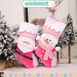 Wisdomest ถุงน่องคริสต์มาส สีชมพู สําหรับตกแต่งงานปาร์ตี้ DIY