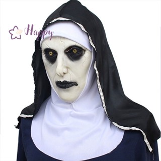 &lt;Happybay&gt; The Horror Scary Nun Latex Mask พร้อมผ้าพันคอคอสเพลย์ สําหรับปาร์ตี้ฮาโลวีน ลดราคา