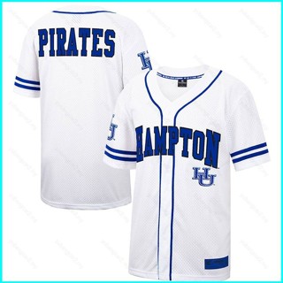 เสื้อกีฬาเบสบอล เสื้อคาร์ดิแกน พลัสไซซ์ ลายการ์ตูนโจรสลัด Hampton Pirates Jersey