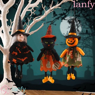 Lanfy ตุ๊กตาฟักทองแม่มด แมวดํา ขนาดเล็ก สําหรับปาร์ตี้ฮาโลวีน