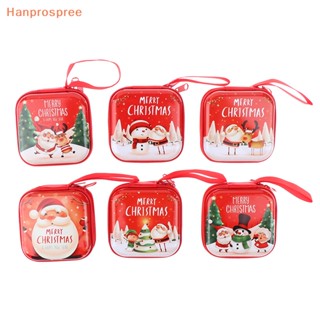 Hanprospree&gt; กระเป๋าใส่เหรียญ หูฟัง กุญแจ ทรงกลม มีซิป ลายการ์ตูนคริสต์มาส