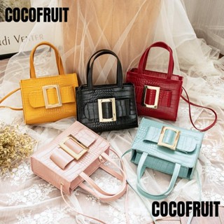 Cocofruit กระเป๋าสะพายไหล่ สะพายข้าง หนัง PU ทรงสี่เหลี่ยม ลายหนังจระเข้ ขนาดเล็ก สีพื้น แฟชั่นสําหรับสตรี