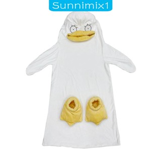 [Sunnimix1] ชุดนอน เสื้อคลุมอาบน้ํา ผ้าห่ม ลายเป็ด สวมใส่สบาย