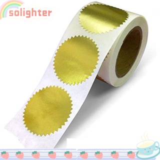 Solighter สติกเกอร์ฉลาก โลหะ ทรงกลม สีทอง มีกาวในตัว 2 นิ้ว 250 ชิ้น