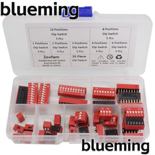 Blueming2 สวิตช์จุ่ม PCB 1 2 3 4 6 8 10 ตําแหน่ง 2.54 มม. แถวคู่ สีแดง 35 ชิ้น