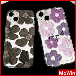 Mowin - เข้ากันได้สำหรับ เคสไอโฟน เคสไอโฟน11 เคส iphone 11 กรณีถุงลมนิรภัย TPU นุ่มใสกันกระแทกป้องกัน TPU สีม่วงดอกไม้สีดำเข้ากันได้กับ iPhone 14 13 PRO MAX 12Pro สูงสุด 11 XR XS 7Plus 8 PLUS