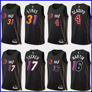 เสื้อกีฬาบาสเก็ตบอลแขนกุด ลายทีม Miami Heat Strus Oladipo Tucker Martin GP1 NBA Jersey พลัสไซซ์ PG1