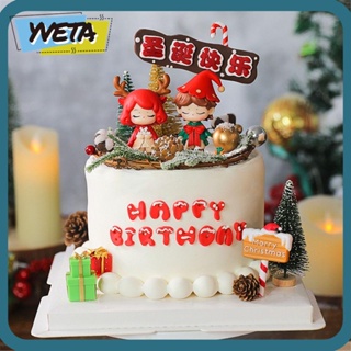 Yveta ป้ายท็อปเปอร์ รูปซานตาคลอส คริสต์มาส สําหรับตกแต่งหน้าเค้ก