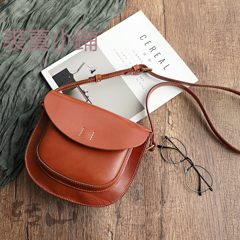Qiuzhen Shop All-Match First Layer Cowhide หญิงกระเป๋าผักหนังฟอก Retro ไหล่เดียว Cross-Body Sa