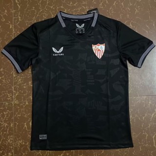 เสื้อกีฬาแขนสั้น ลายทีมชาติฟุตบอล Sevilla Goalkeeper S-XXL 23-24 ชุดเยือน สีดํา แห้งเร็ว สําหรับผู้ชาย