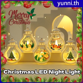 คริสต์มาส LED Night Light รูปลูกแพร์แขวนเปลวไฟ Snowman เทศกาลบรรยากาศ Light Vintage Home Decor โคมไฟตั้งโต๊ะ Yunni