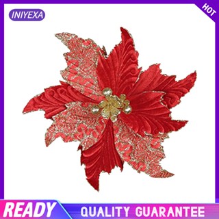 [Iniyexa] พวงหรีดดอกไม้ประดิษฐ์ Poinsettia DIY สําหรับตกแต่งปาร์ตี้คริสต์มาส งานแต่งงาน