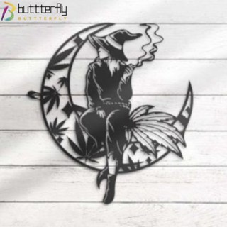 Buttterfly ป้ายแม่มด โลหะ สีดํา 12 นิ้ว สําหรับแขวนตกแต่งผนัง ปาร์ตี้ฮาโลวีน