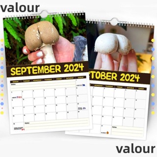 Valour ปฏิทินแขวนผนัง ลายเห็ด สร้างสรรค์ ของขวัญปี 2024 สําหรับตกแต่งบ้าน