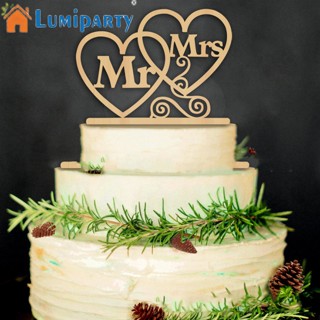 Lumiparty ป้ายไม้ท็อปเปอร์ รูปตัวอักษร Mr&amp;mrs เรียบง่าย สําหรับตกแต่งเค้กวันเกิด งานแต่งงาน งานหมั้น ครบรอบ