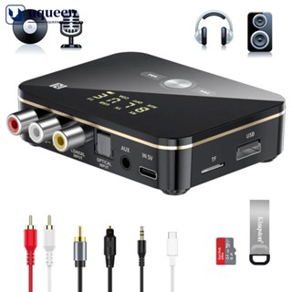 Uqueen NFC อะแดปเตอร์รับส่งสัญญาณเสียงบลูทูธ 5.0 ไร้สาย AUX RCA 3.5 มม. พร้อมรีโมตคอนโทรล L2M1