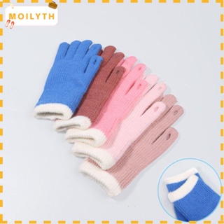 Moilyth ถุงมือผ้าถัก กันลม ให้ความอบอุ่น สีแคนดี้ สําหรับผู้หญิง