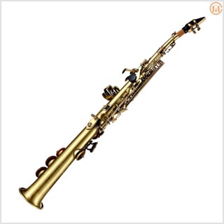 Professional Saxophone: Brass Straight Bb Soprano Saxophone Nickel Plated Sax Woodwind Instrument with Carrying Case Mouthpiece Reed Cleaning Kit Gloves Straps Brush