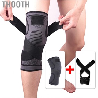 Thooth 1PC Sports Knee Pad with Elastic Brace Belt Nylon and Polyurethane Kneecap Protector for Fitness Running