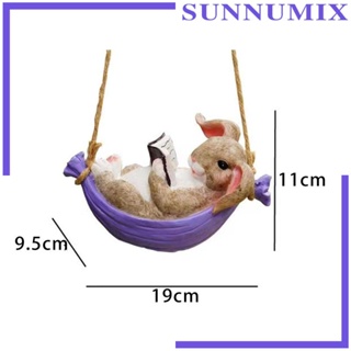 [Sunnimix] ฟิกเกอร์เรซิ่น รูปปั้นกระต่ายน่ารัก สําหรับแขวนตกแต่งกระถางดอกไม้ สวนกลางแจ้ง