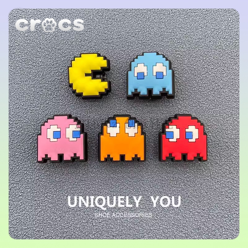 jibbitz crocs Pac Man หัวเข็มขัด รูปการ์ตูนดอกไม้น่ารัก อุปกรณ์เสริม สําหรับรองเท้า