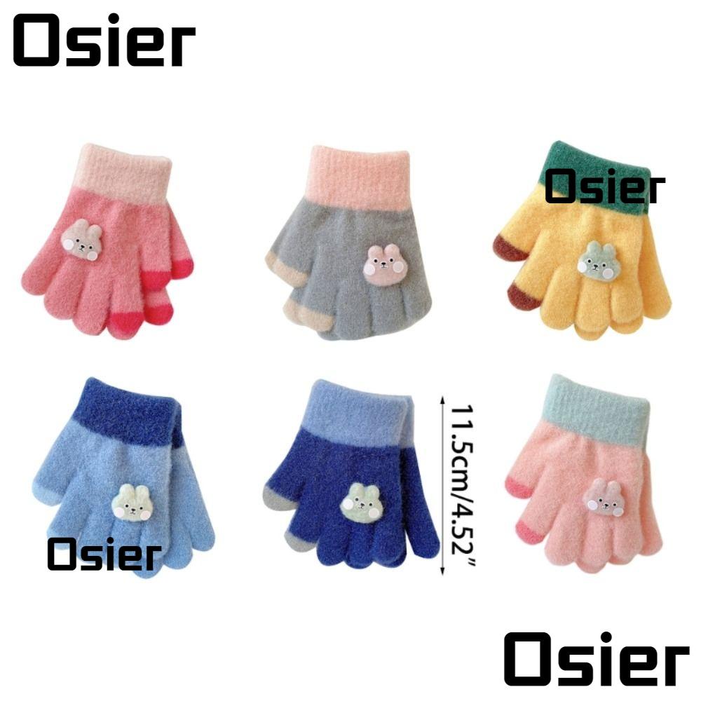 Osier1 ถุงมือผ้าขนสัตว์ถัก สีพื้น สําหรับเด็กทารก อายุ 0-3 ปี