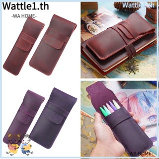 Wttle กระเป๋าใส่ปากกา ดินสอ หนังวัวแท้ สีน้ําตาล สไตล์เรโทร 5 สี สําหรับสํานักงาน